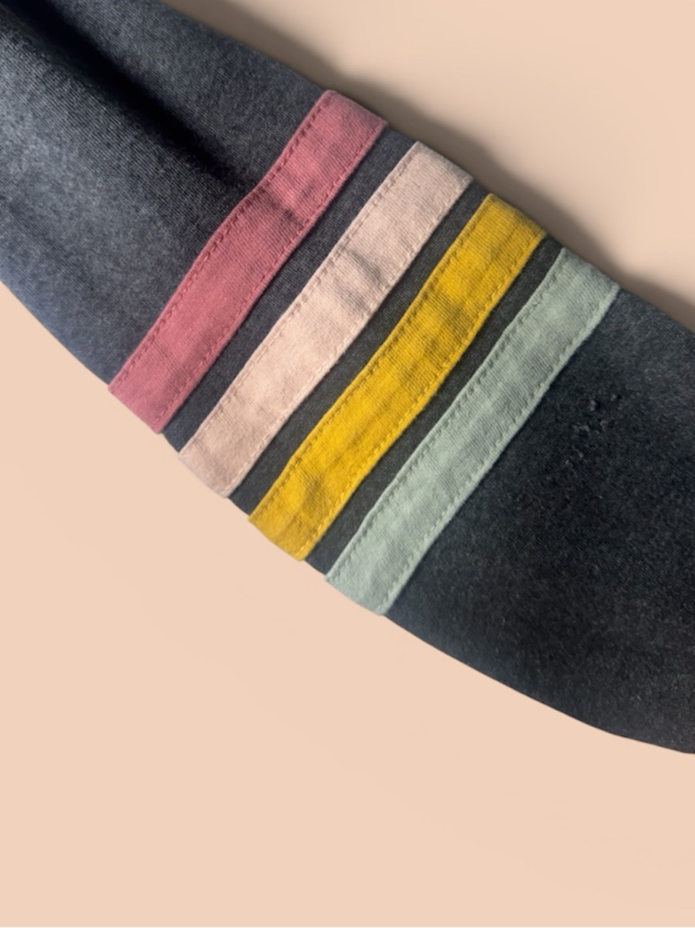 Ron Jon Charcoal Pullover with Pink, Yellow & Blue Stripe Accents - Picture 4 of 5